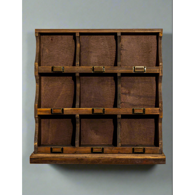 Multi compartment wood wall storage cabinet