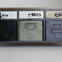 Wood topped multi drawer storage cabinet