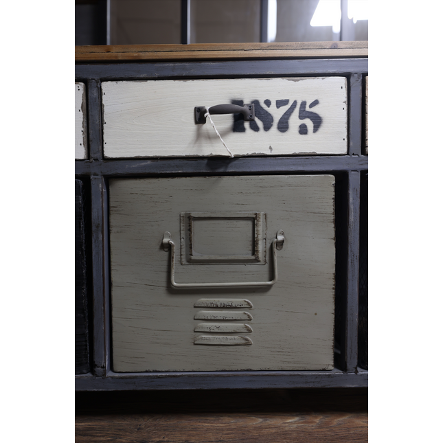Wood topped multi drawer storage locker cabinet