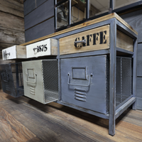 Wood topped multi drawer storage cabinet