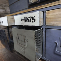 Wood topped multi drawer storage cabinet