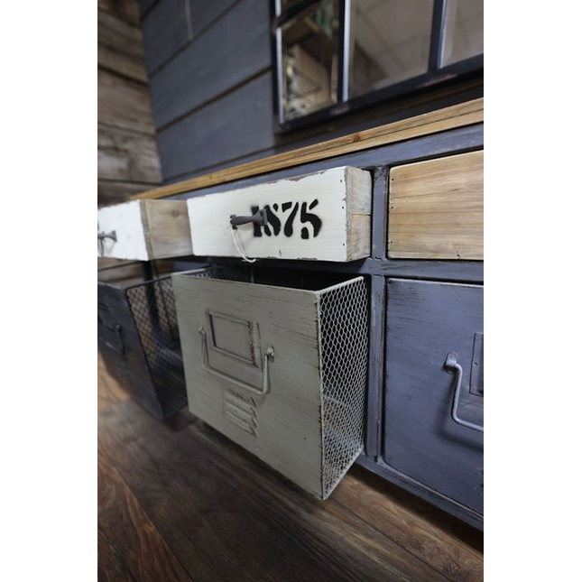 Wood topped multi drawer storage locker cabinet