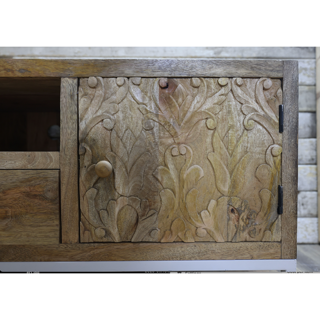 White metal & rustic wood tv storage cabinet