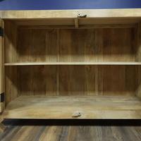 Ornate carved wood shelved storage cupboard