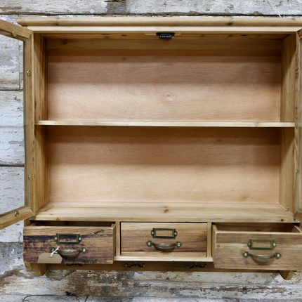 Glass fronted rustic wood wall cabinet - Elderflower Lane UK