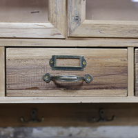 Glass fronted rustic wood wall cabinet
