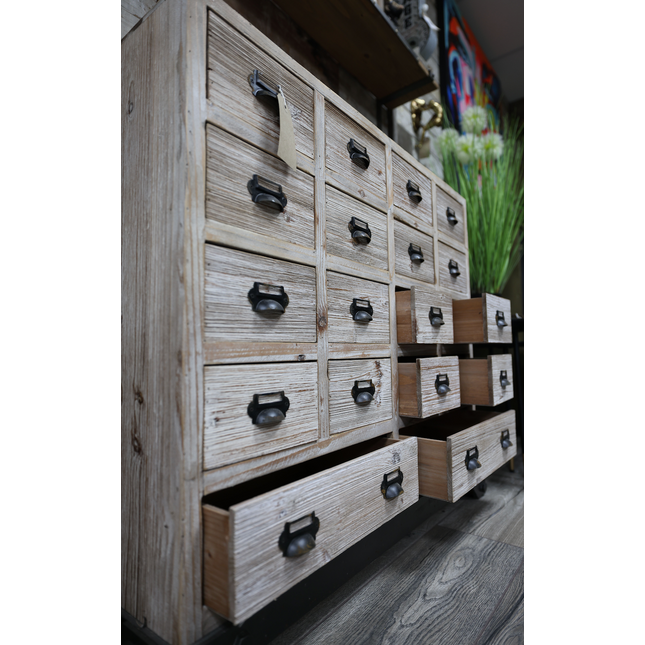 18 drawer wood storage cabinet