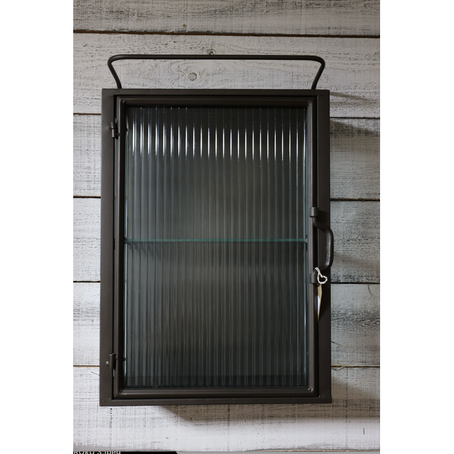 Small ribbed glass & metal bathroom wall cabinet - Elderflower Lane