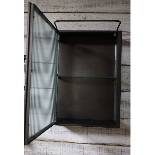 Small ribbed glass & metal bathroom wall cabinet - Elderflower Lane