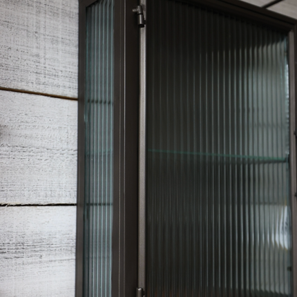 Small ribbed glass & metal bathroom wall cabinet  UK - Elderflower Lane