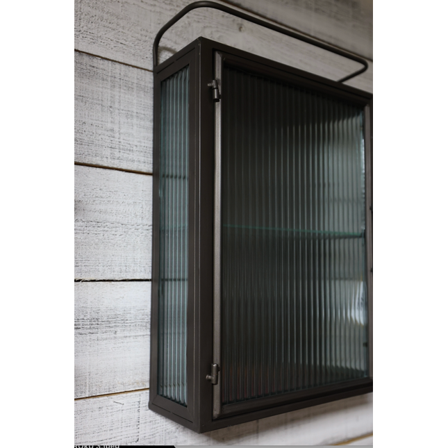 Small ribbed glass & metal bathroom wall cabinet - Elderflower Lane
