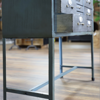 Green metal & brushed steel multi drawer cabinet  - Elderflower Lane