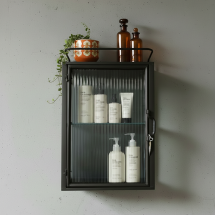Bathroom ribbed glass cabinet UK - Elderflower Lane