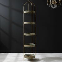 Tall slim gold  round tray shelving - Elderflower Lane