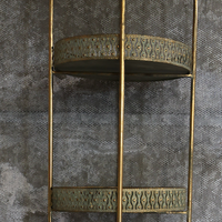 Tall slim 5 tier gold metal round tray shelving