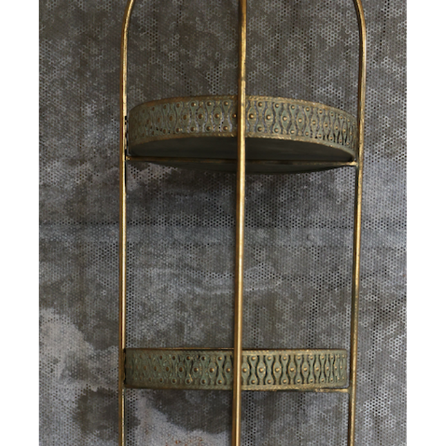 Tall slim 5 tier gold metal round tray shelving