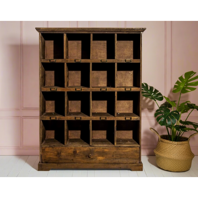 Tall rustic wood cubby hole storage cabinet - Elderflower Lane