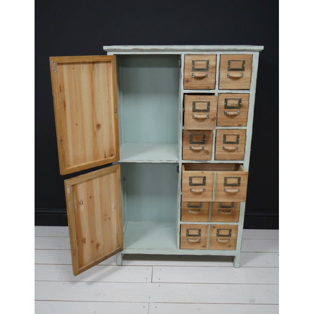 Green rustic wood storage cabinet - Elderflower Lane