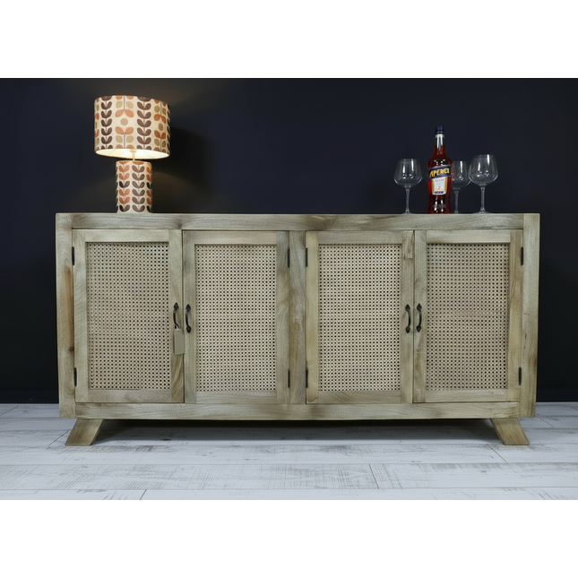 wood sideboard cabinet with rattan doors - Elderflower Lane