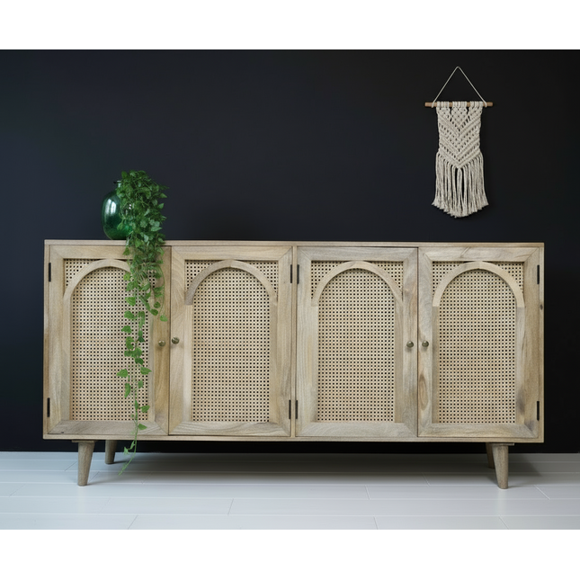Rustic wood & rattan sideboard - Elderflower Lane