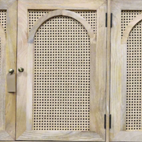 Large rattan & wood 4 door sideboard