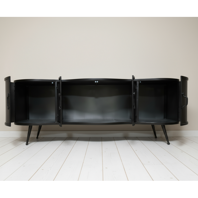 Ribbed metal industrial  storage cabinet - Elderflower Lane