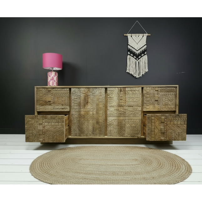 Carved wood large wood sideboard - Elderflower  Lane