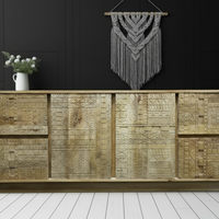 Large chunky carved natural wood sideboard