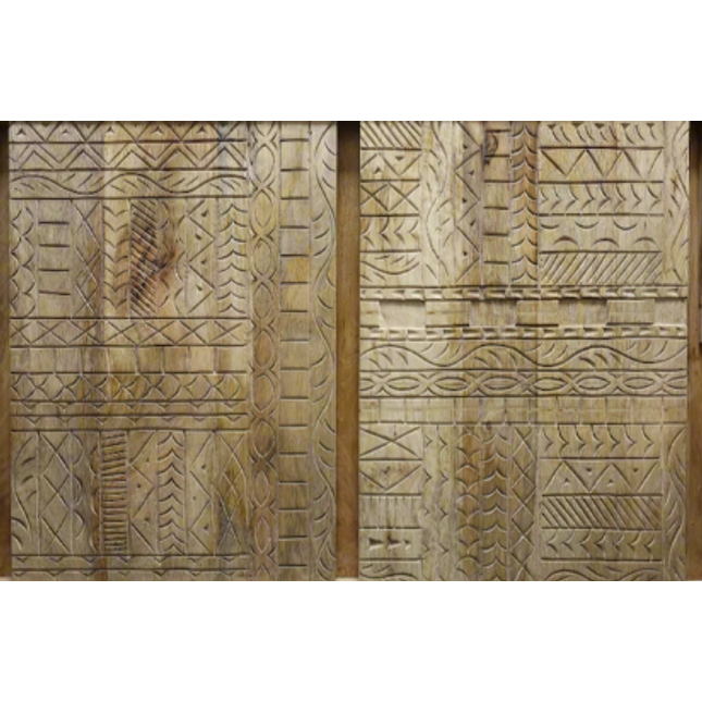 Large chunky carved natural wood sideboard