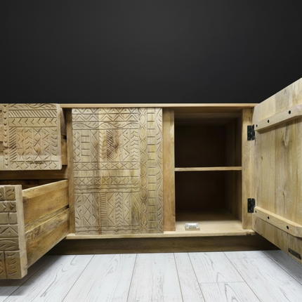 Hand carved wood sideboard - UK Elderflower Lane