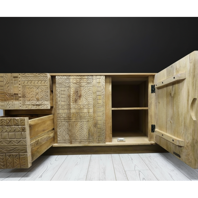 aztec carved wood sideboard - Elderflower Lane