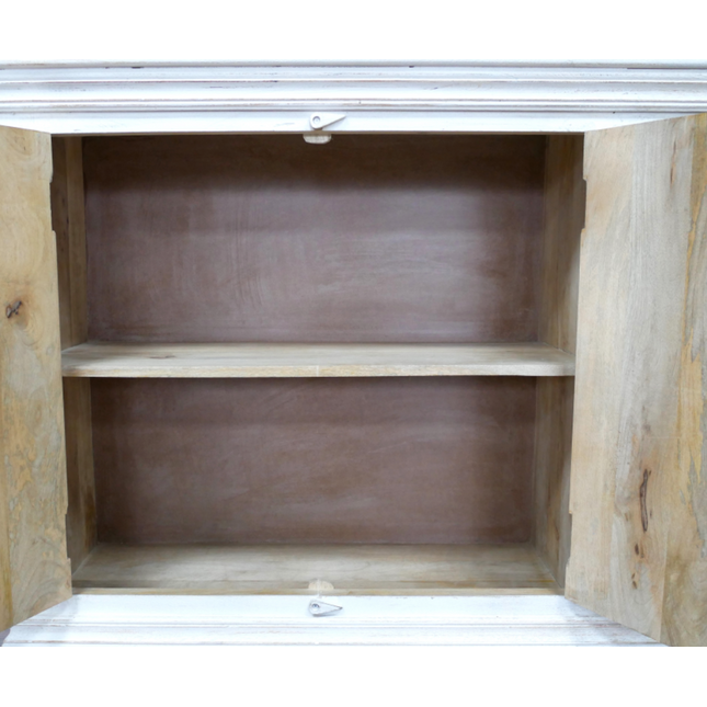 White ornate carved wood sideboard - storage cabinet - In stock November