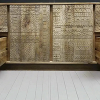 Large chunky carved natural wood sideboard