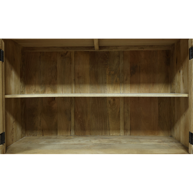 Ornate carved wood shelved storage cupboard