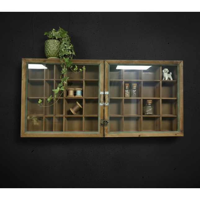 Rustic wood collectors glass display cabinet - Elderflower Lane