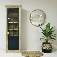 Tall rustic wood glass display cabinet - Elderflower Lane