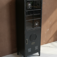 Black slim metal storage locker  - Elderflower Lane