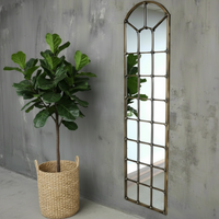 Gold tall slim arched metal wall mirror - Elderflower Lane