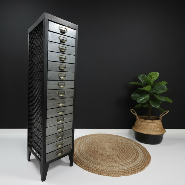 Black metal 15 drawer filing cabinet uk - Elderflower Lane