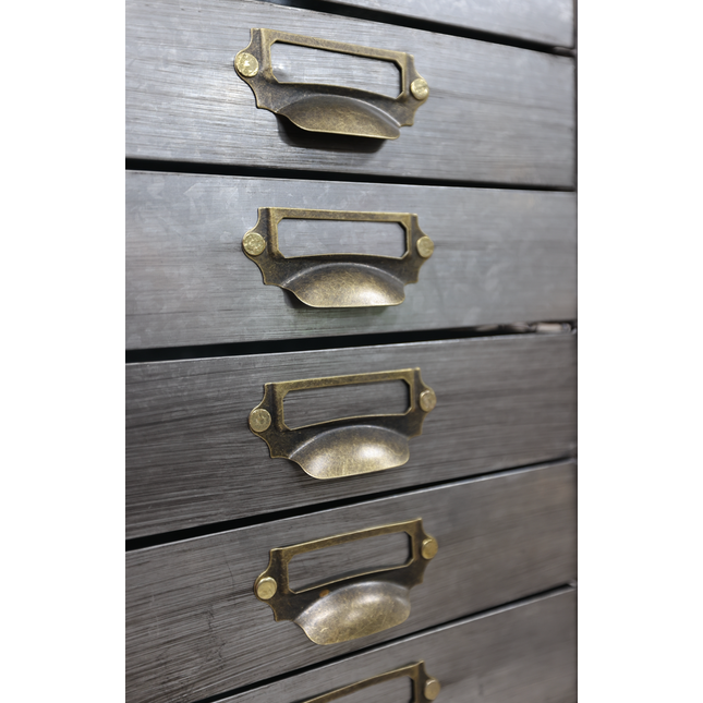 Tall slim 15 drawer metal storage cabinet