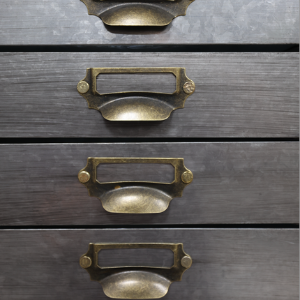 Tall metal 15-drawer storage cabinet with industrial finish UK - Elderflower Lane