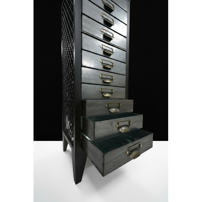 Tall slim 15 drawer metal storage cabinet
