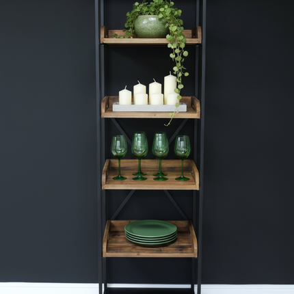 Tall metal & rustic wood display shelves - Elderflower Lane