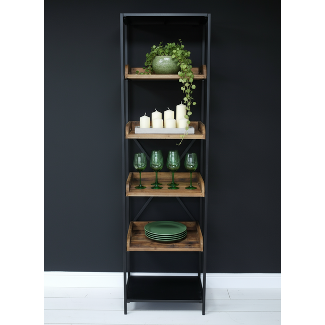 Tall metal & rustic wood display shelves - Elderflower Lane