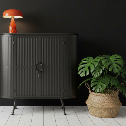Metal curvy home storage cabinet - Elderflower Lane