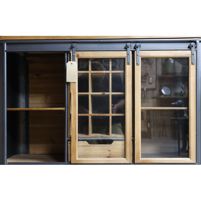 Glass fronted drinks cabinet | Metal & wood