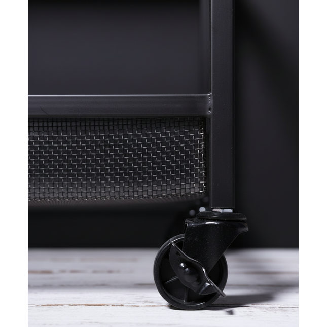 Tall slim black metal storage cabinet