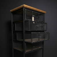 Tall slim black metal storage cabinet