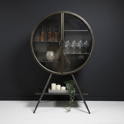 Round glass cabinet with metal frame - Elderflower Lane