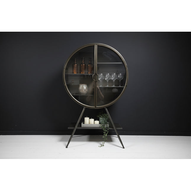 Round glass cabinet with metal frame - Elderflower Lane